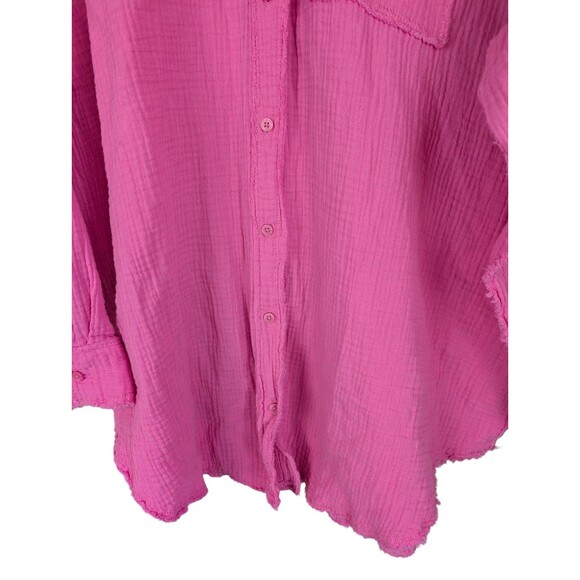 Aerie Women's Pink Pool To Party Cover Up Button Shirt Medium - Picture 5 of 10